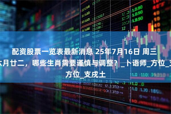 配资股票一览表最新消息 25年7月16日 周三 农历六月廿二，哪些生肖需要谨慎与调整？_卜语师_方位_支戌土
